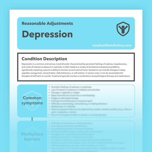 Reasonable adjustments guide for individuals with depression in the workplace.