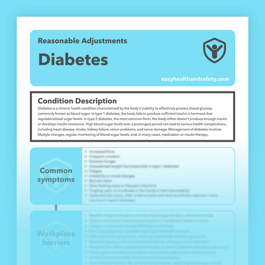 Reasonable adjustments guide for individuals with diabetes in the workplace.