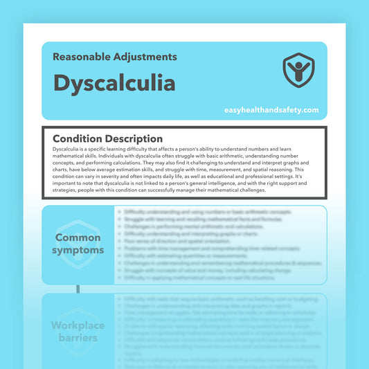 Reasonable adjustments guide for individuals with dyscalculia in the workplace.