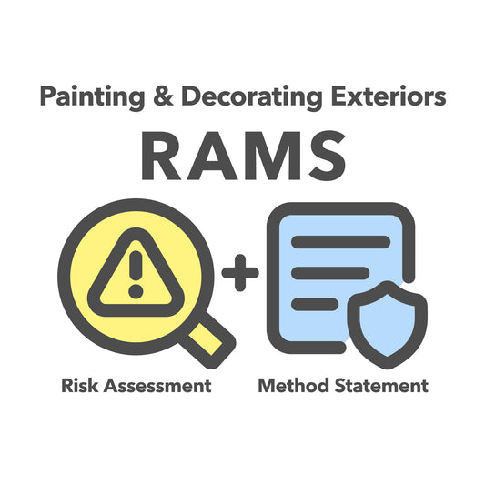 RAMS template for exterior painting and decorating projects. This risk assessment and method statement  template comes pre-completed with relevant content for ease of use.