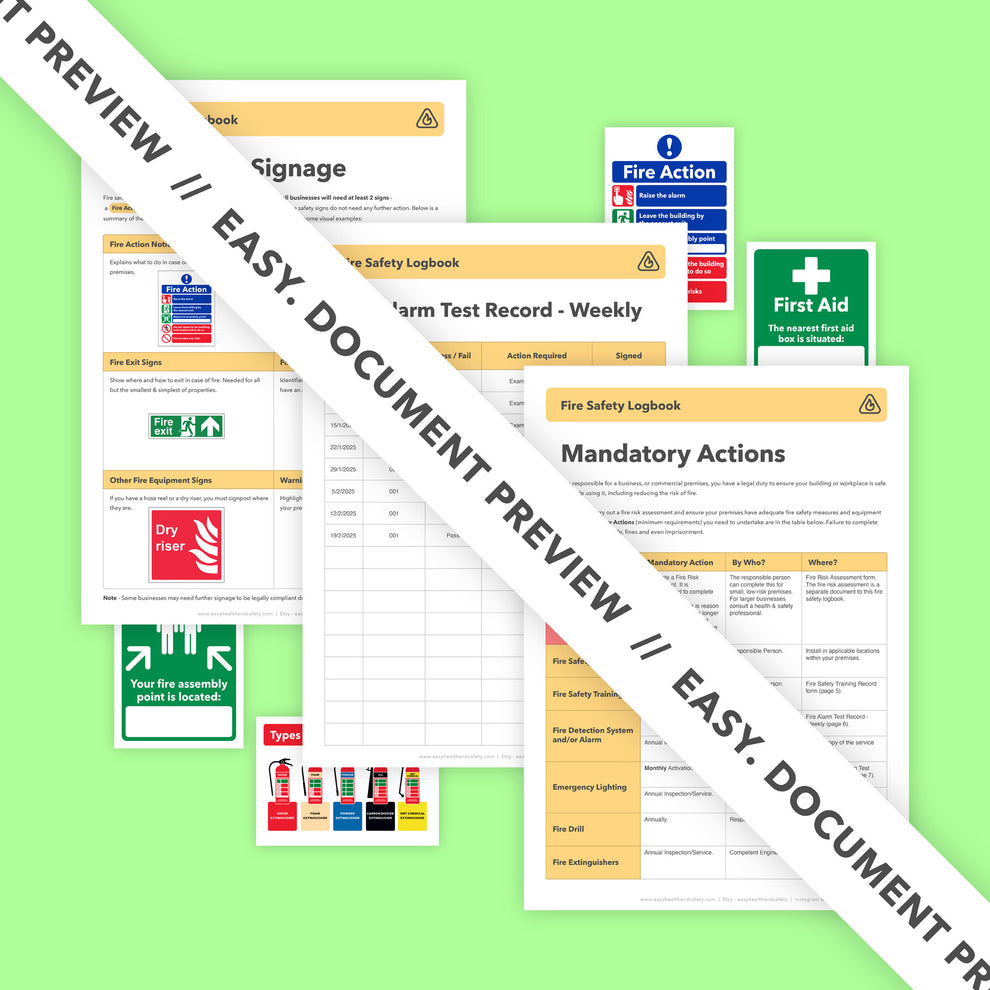 Safety File Log Fire Safety Log Book Template | Record Fire Drills & Equipment Checks ...