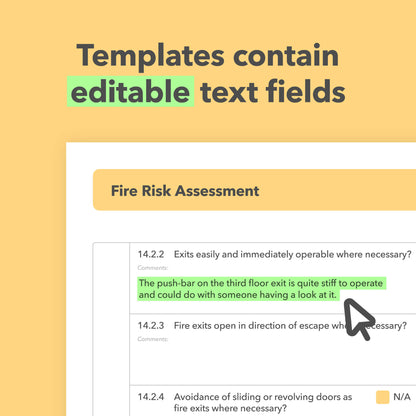 Fire Safety Template Bundle with Fire Risk Assessment, Logbook, Signage Pack and Fire Safety Guidance – editable and ready to use.