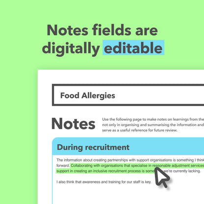 Food Allergies Reasonable Adjustments Guide