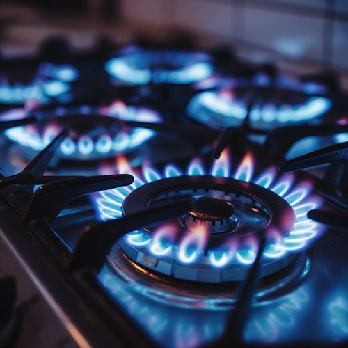 Gas hob in a holiday let property.