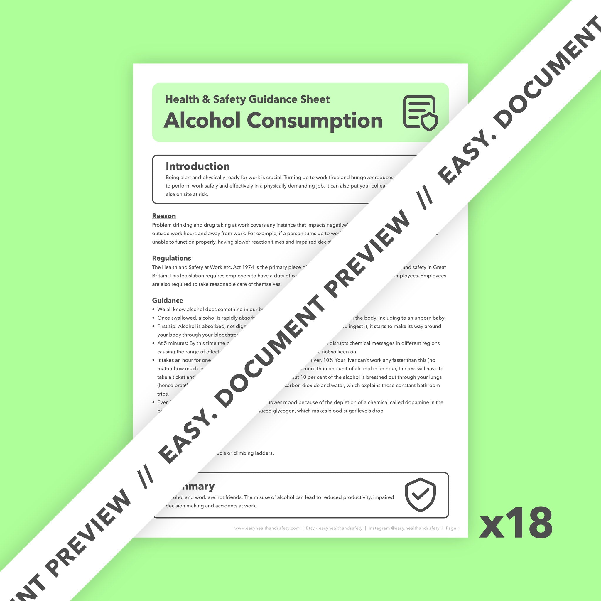 Health & Safety Guidance Sheet Pack | Breakdown Essential H&S ...