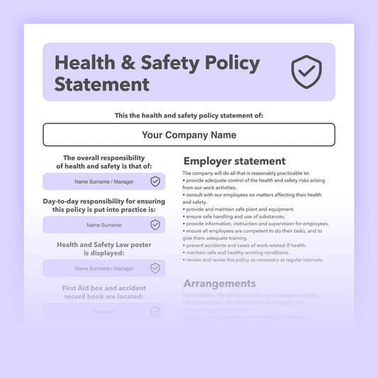 A digitally downloadable Health and safety policy template pdf
