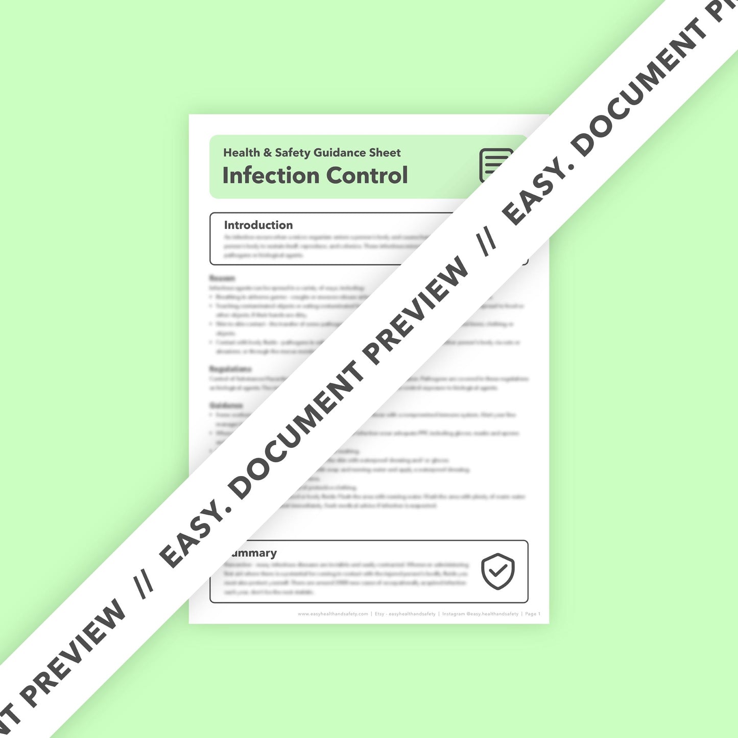 Infection Control Health and Safety Guidance Sheet