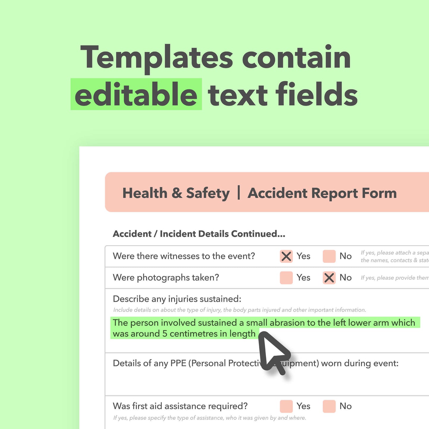 Editable health and safety template bundle for kitchen spray painters, cabinet respray specialists, and kitchen refinishing businesses – pre-filled documents for quick and easy compliance with health and safety requirements.