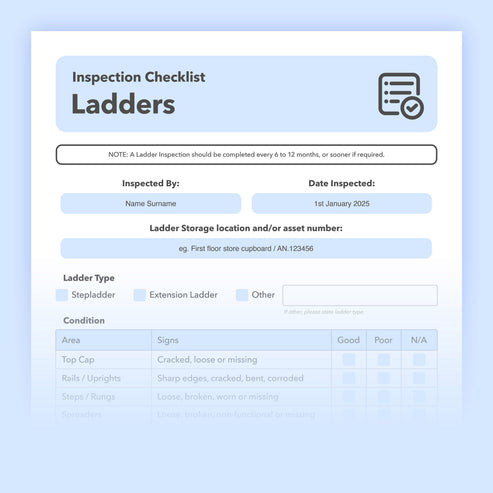 Stepladder & Extension Ladder Health & Safety Inspection Checklist ...