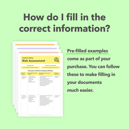 Editable health and safety template bundle for landscape gardeners, garden design and build companies, and hard landscaping contractors – pre-filled documents for quick and easy compliance with health and safety regulations.