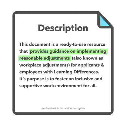 Learning Differences Reasonable Adjustments Guide