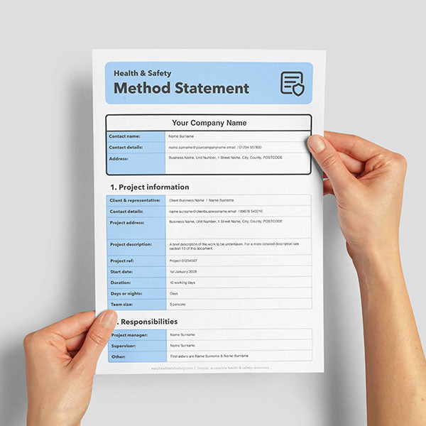 Method statement included in RAMS template