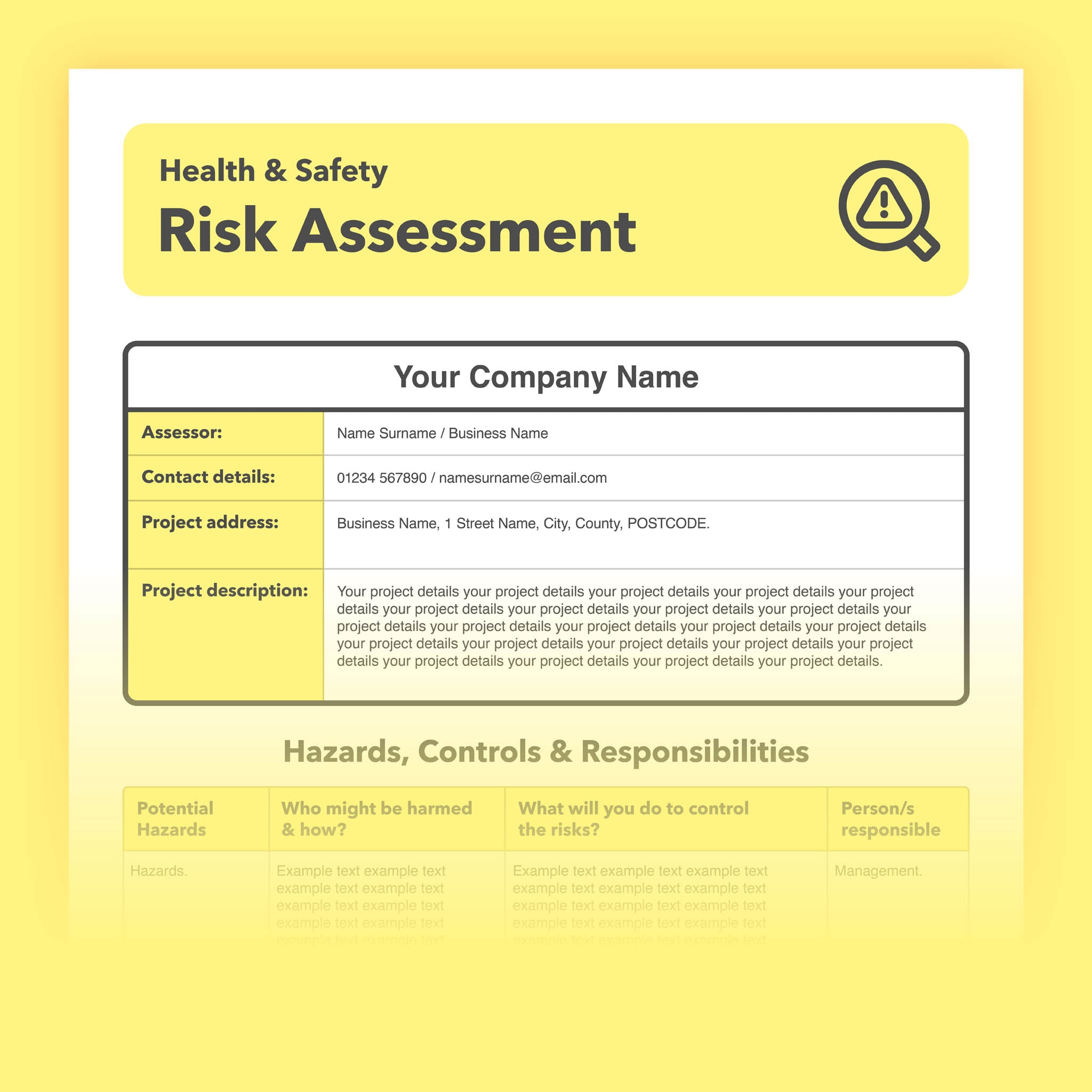 Risk Assessment Templates Pre-filled | Health and Safety Simplified ...