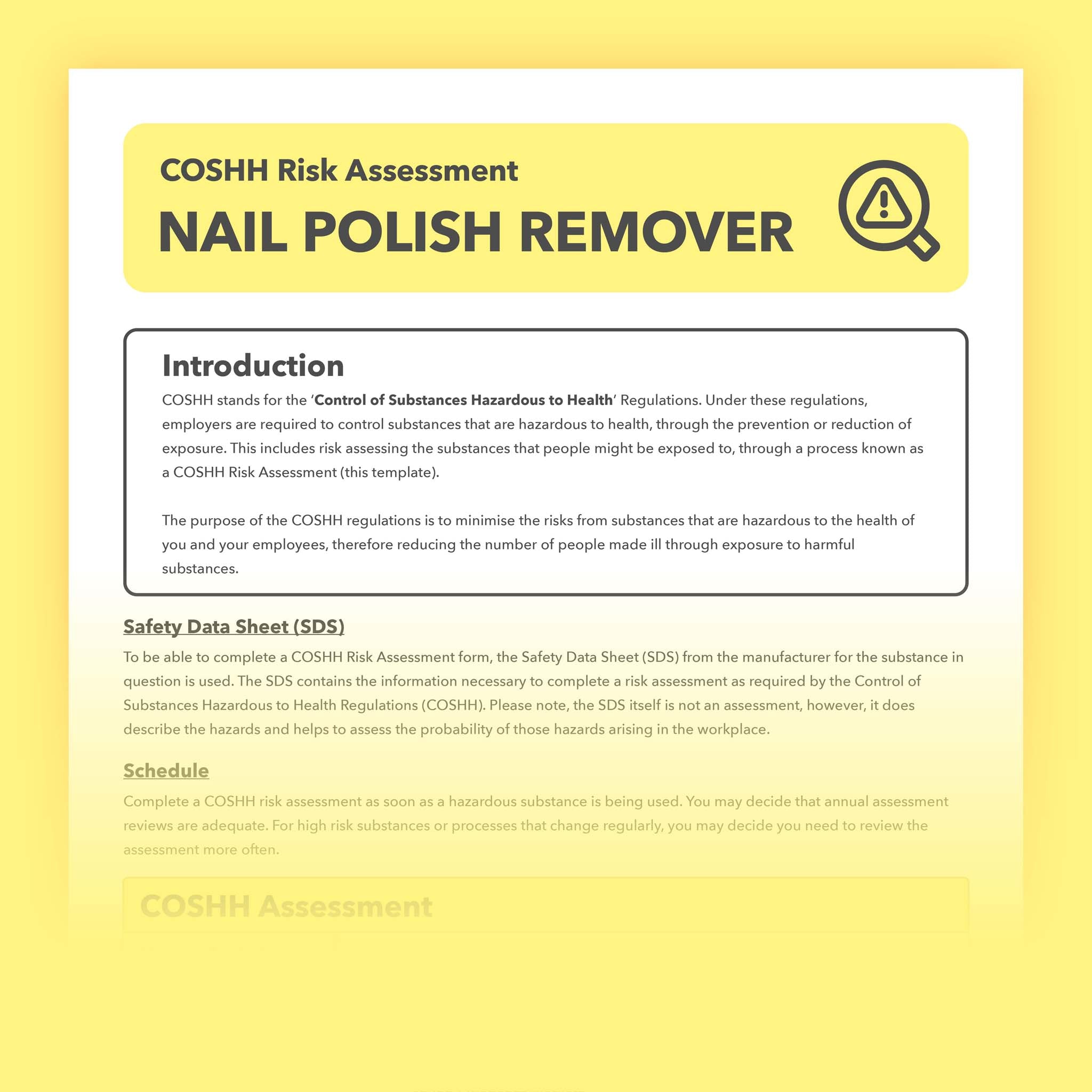COSHH Assessment for Nail Polish Remover Prefilled easyhealthandsafety