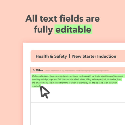 New Starter Health & Safety Induction Form