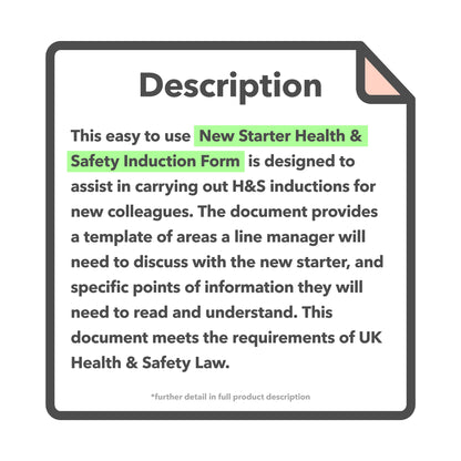 New Starter Health & Safety Induction Form