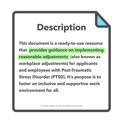 Post-Traumatic Stress Disorder (PTSD) Reasonable Adjustments Guide