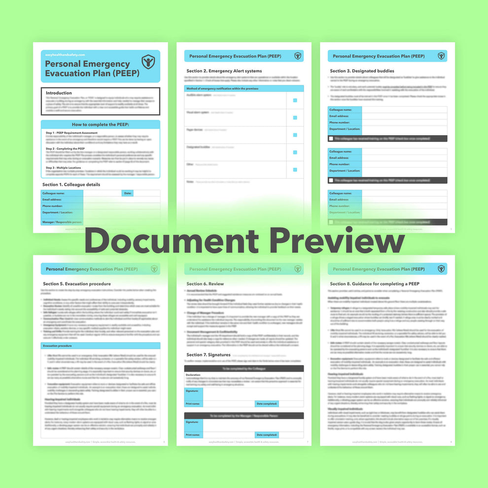 Personal Emergency Evacuation Plan Template (PEEP) Workplace Support