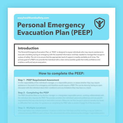 A personal emergency evacuation plan (PEEP) for supporting individuals with health conditions, impairments, disabilities, or those who are neurodivergent in the workplace.