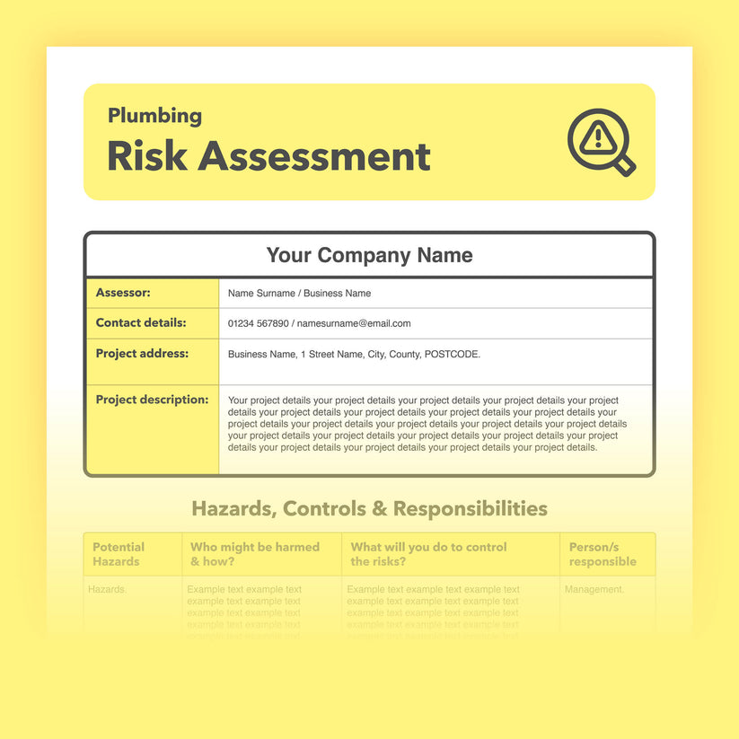 Plumbing Risk Assessment Template Pre-filled | Easy To Use ...