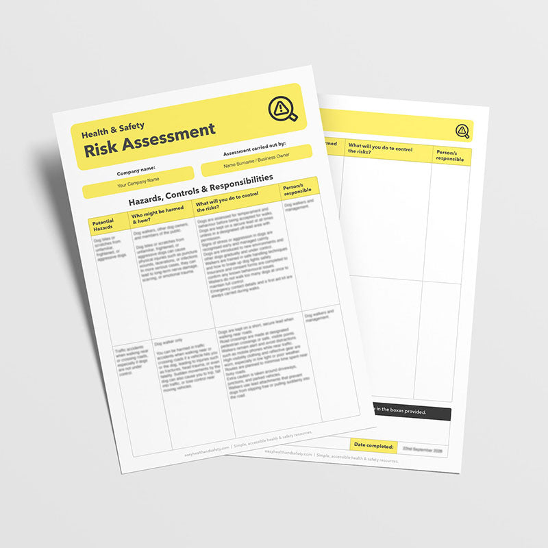 Risk assessment templates are included in this health and safety template bundle.