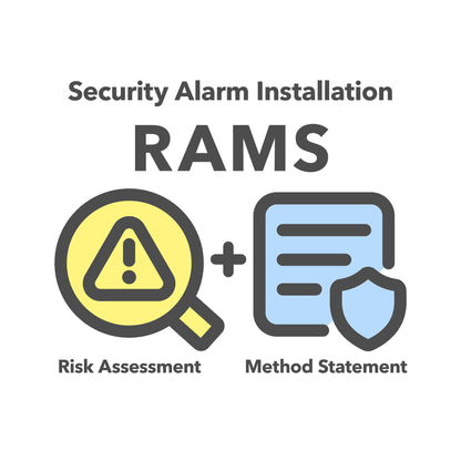 RAMS template for Security Alarm Installation. This risk assessment and method statement  template comes pre-completed with relevant content for ease of use.