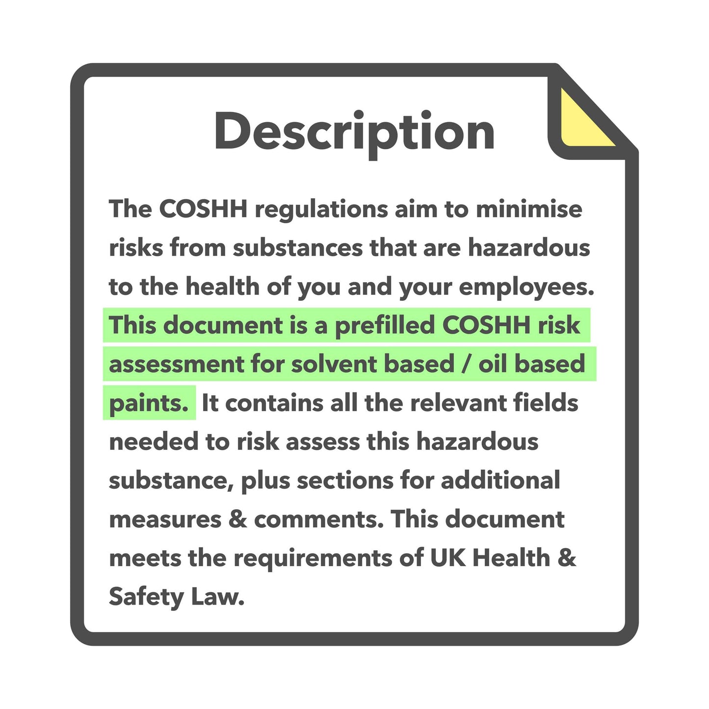 COSHH Assessment for Solvent Based Paint - Prefilled