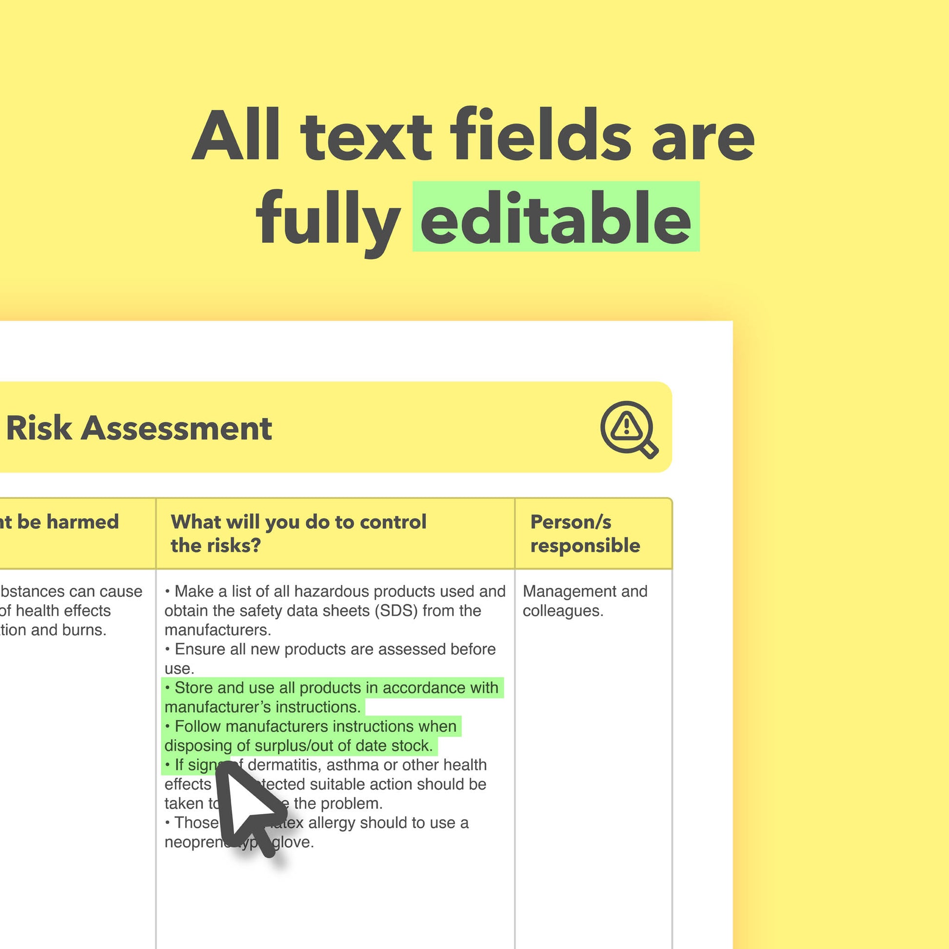 Editable, pre-filled risk assessment template for tattoo studios, tattooists, tattoo shops, and parlours – fully compliant with health and safety regulations.