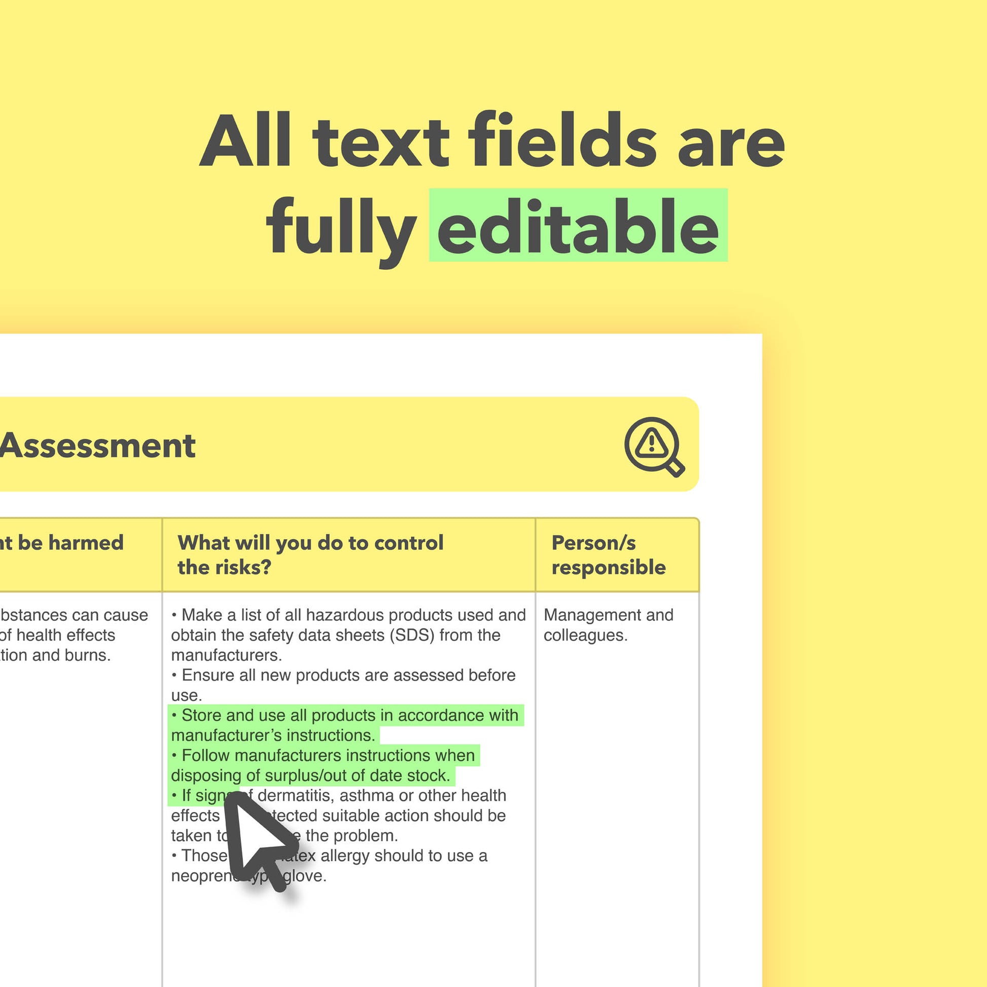 Risk assessment template for tattooists, tattoo shops, tattoo studios and tattooing parlours. This health and safety risk assessment comes pre-filled for ease of use.