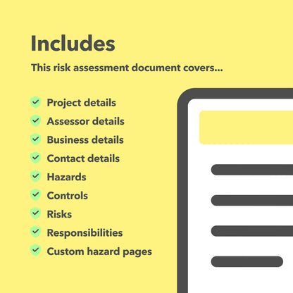 Editable, pre-filled risk assessment template for builders, building work, and building and construction contractors – easy to use for quick health and safety compliance.
