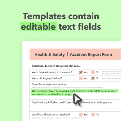 Editable health and safety template bundle for cleaning businesses, cleaning companies, and professional cleaners, with pre-filled documents for quick and easy health and safety compliance.