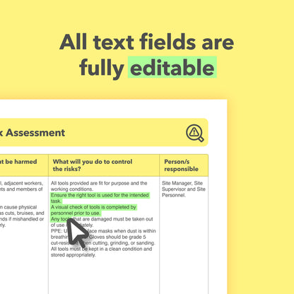 Editable, pre-filled risk assessment template for electricians, electrical work, and electrical contractors – easy to use for quick health and safety compliance.