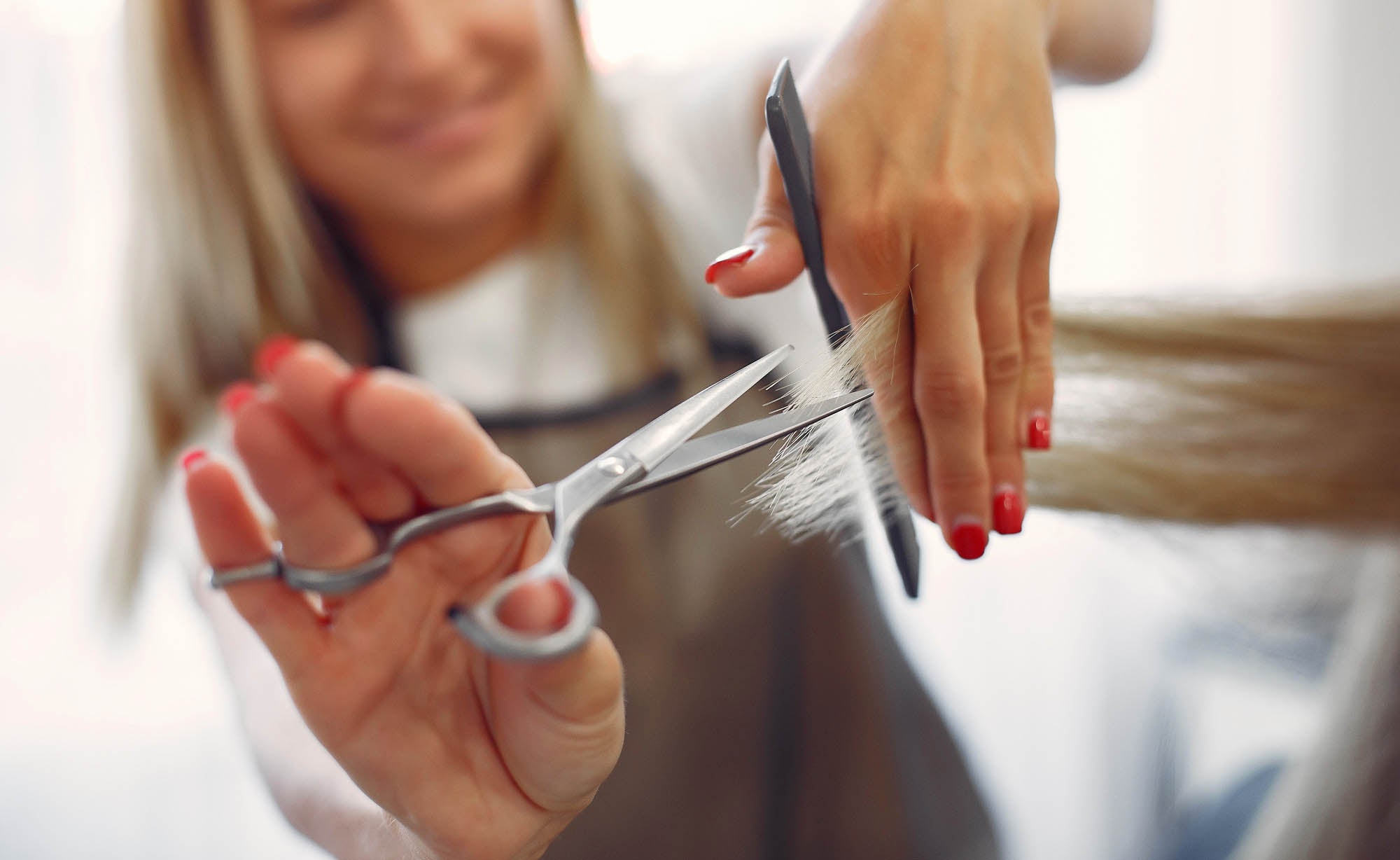 Female hairdresser cutting a client's hair