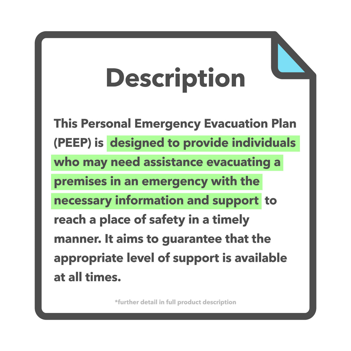 Personal Emergency Evacuation Plan (PEEP) template designed to record information and support for employees who may need assistance during an emergency evacuation.