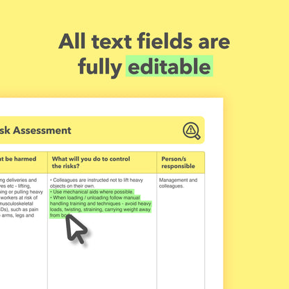 Editable, pre-filled risk assessment template for retailers, retail stores, shops, outlets, and pop-up retail spaces – easy to use for quick health and safety compliance.